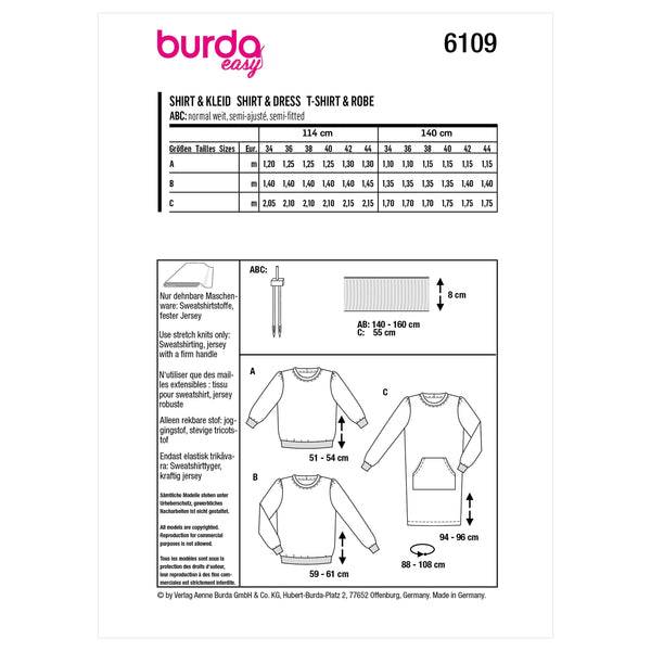 Burda Style Misses' Sweatshirt Sewing Pattern for Fashionistas B6109