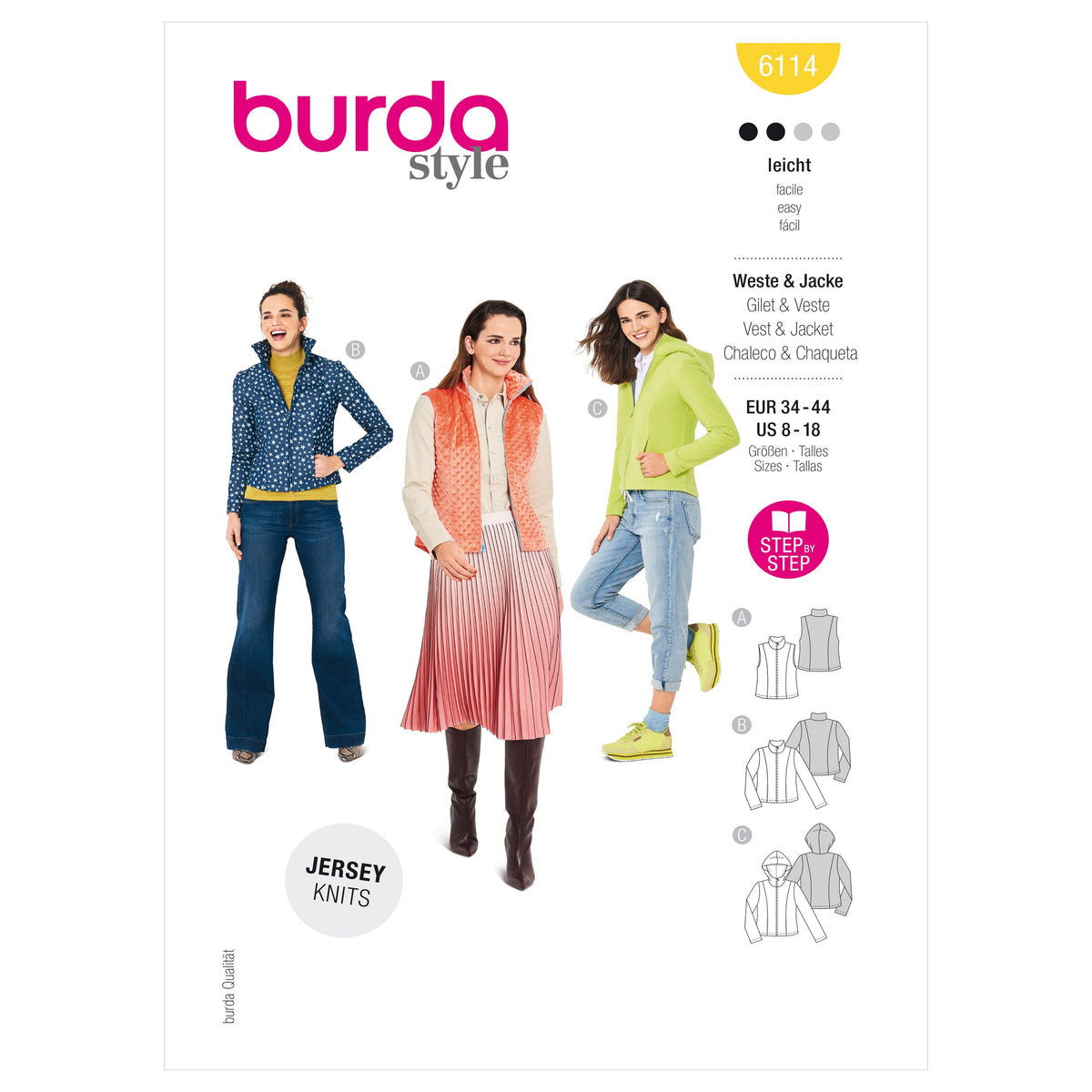 Burda Style Misses' Waistcoat, Vest, Jacket Sewing Pattern B6114