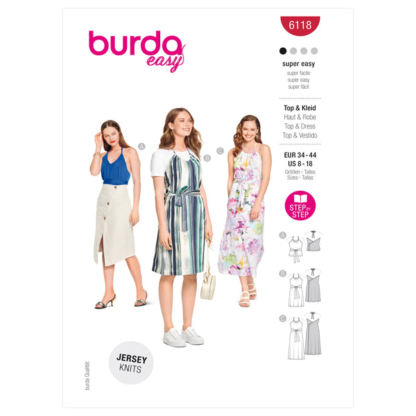 Burda Style Misses' Top and Dress Sewing Pattern B6118