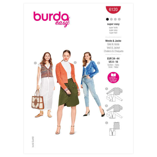 Burda Style Misses' Jacket and Vest Sewing Pattern B6120