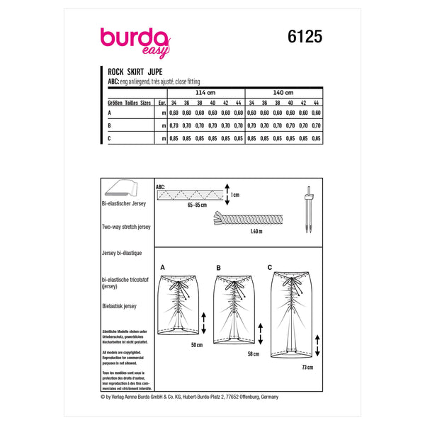 Burda Style Misses' Skirt Sewing Pattern for Fashionistas B6125