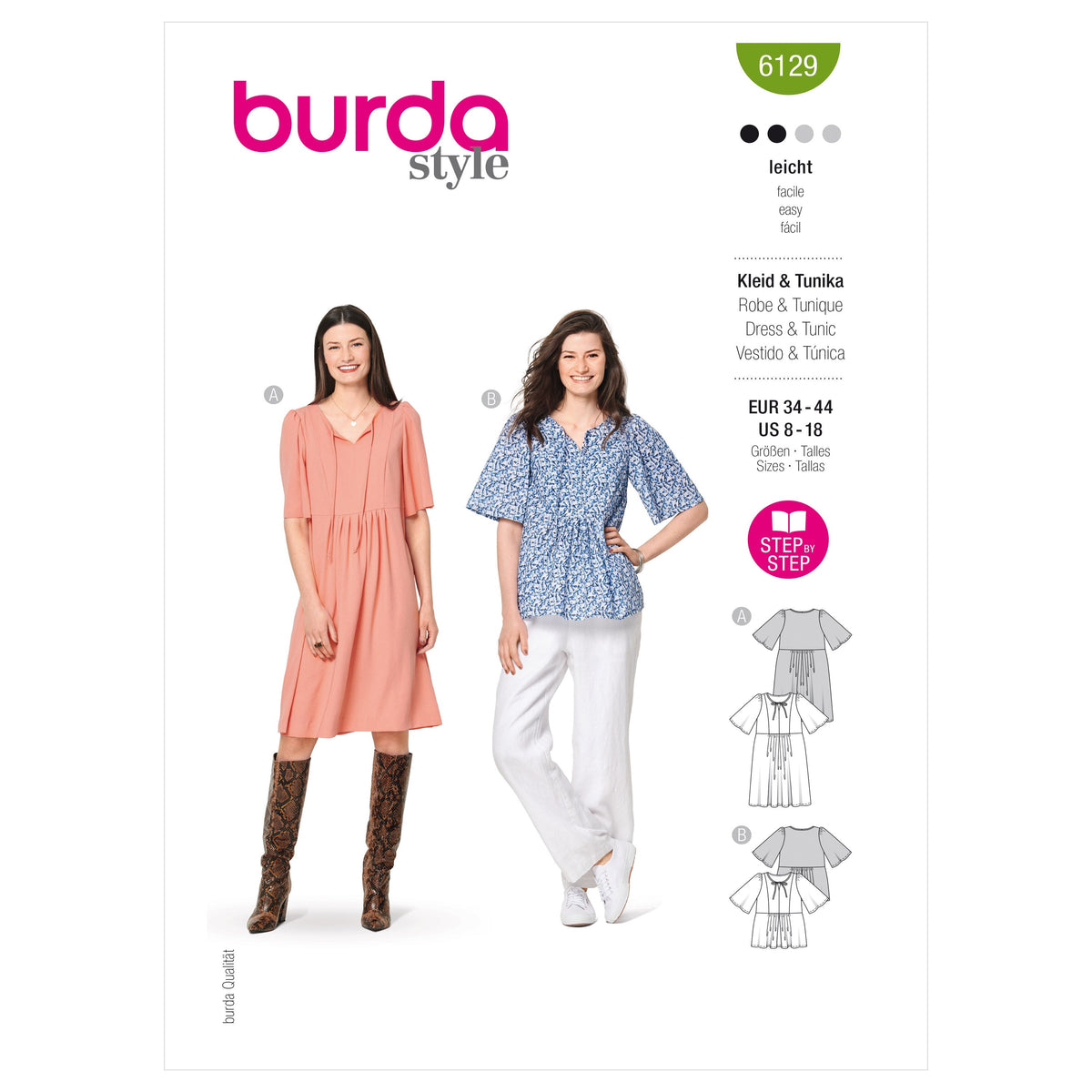 Burda Style Misses' Dress Sewing Pattern for Fashionistas B6129