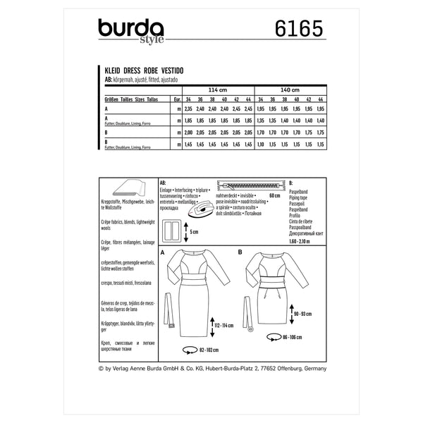 Burda Style Misses' Dress – Figure-Fitting Sewing Pattern B6165