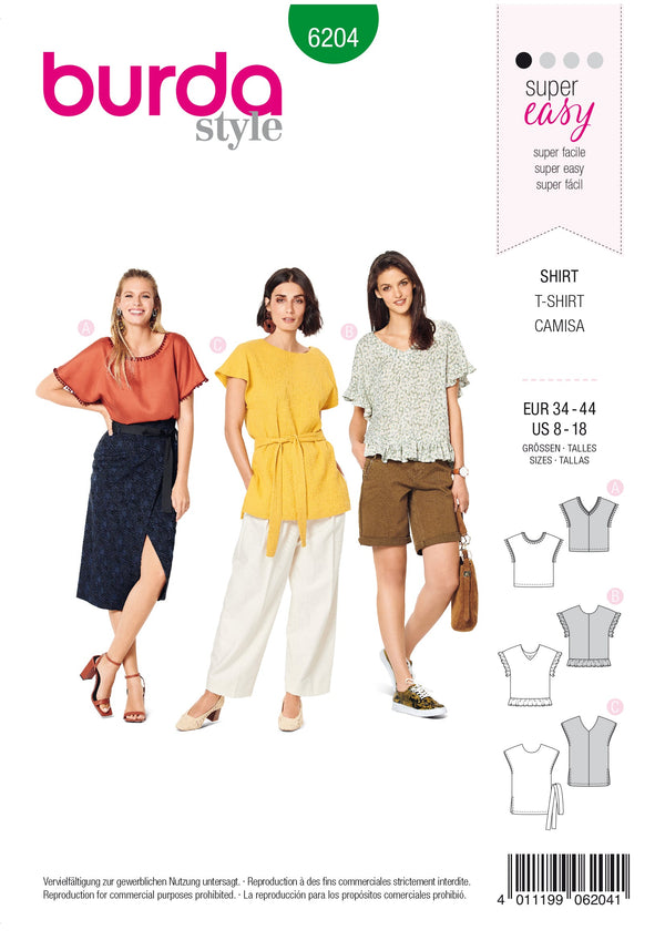 Burda Style Misses Top/Vest Sewing Pattern for Stylish Creations B6204