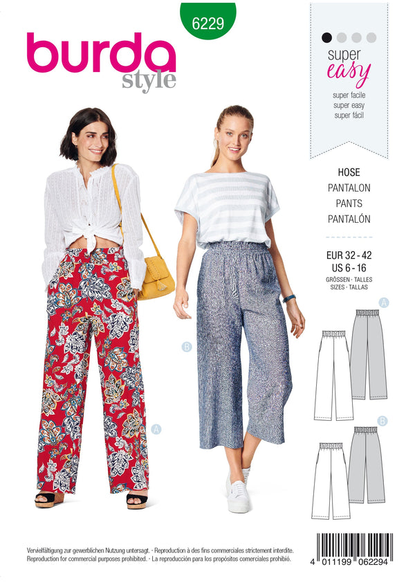 Burda Style Misses Skirt/Pants Sewing Pattern for Stylish Outfits B6229