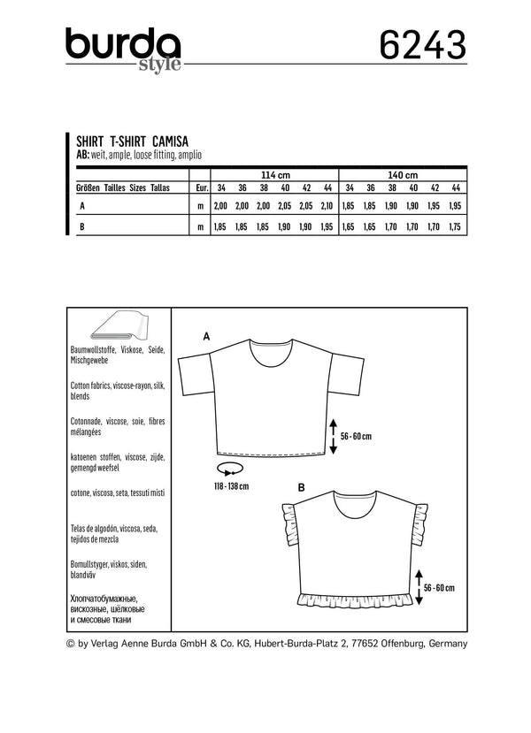 Burda Style Misses Top/Vest Sewing Pattern for Stylish Creations B6243