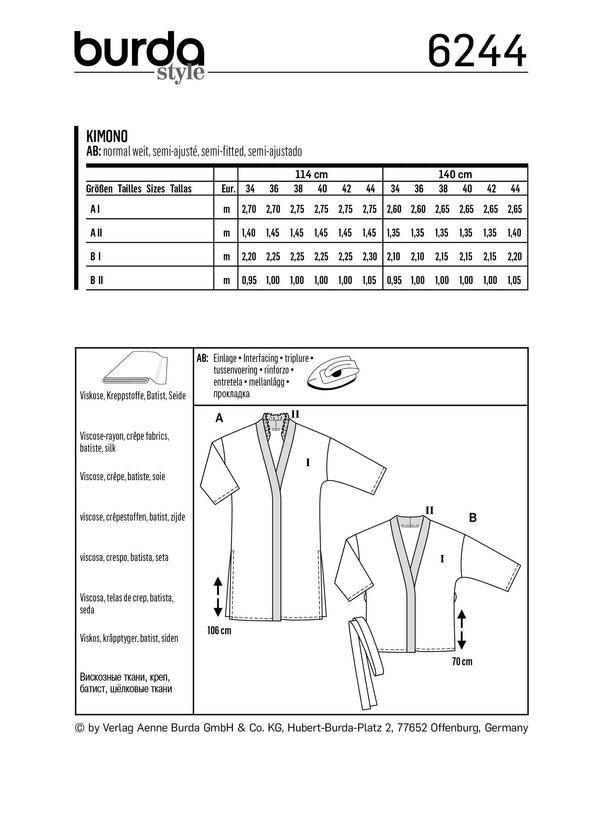 Burda Style Misses Jacket Sewing Pattern for Stylish Creations B6244