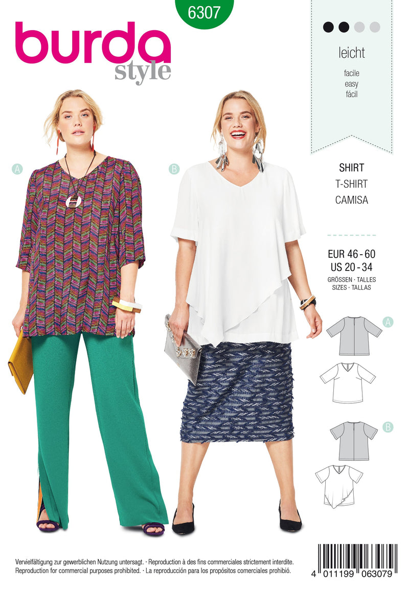 Burda Style Plus Size Top/Vest Sewing Pattern for Stylish Creations B6307
