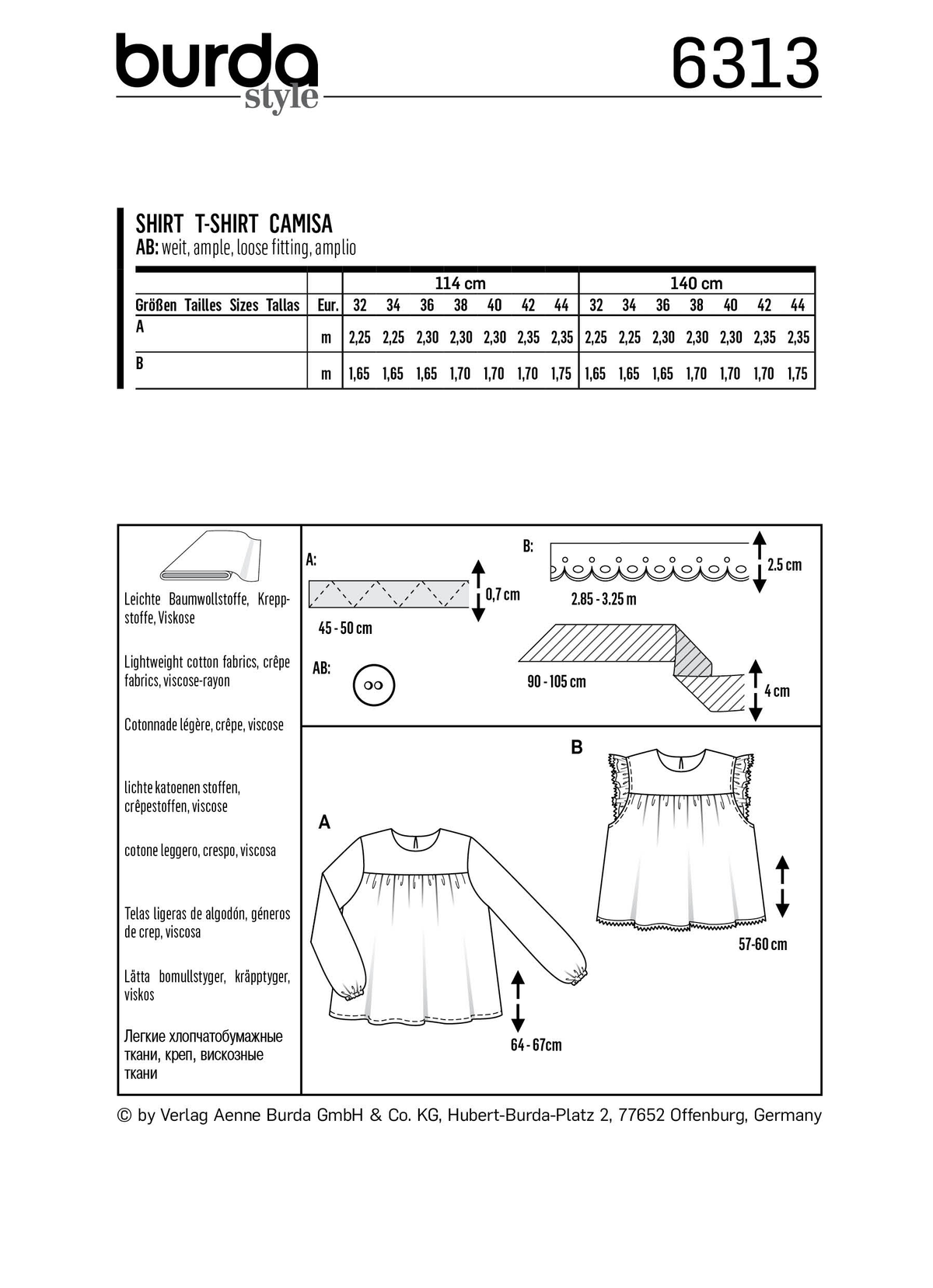 Burda Style Misses Top/Vest Sewing Pattern for Stylish Creations B6313