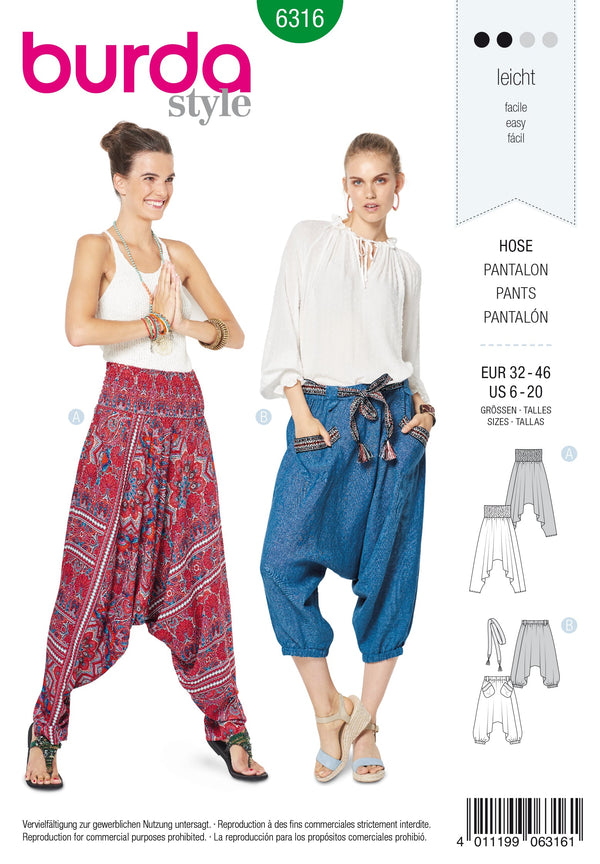 Burda Style Misses Skirt/Pants Sewing Pattern for Stylish Outfits B6316