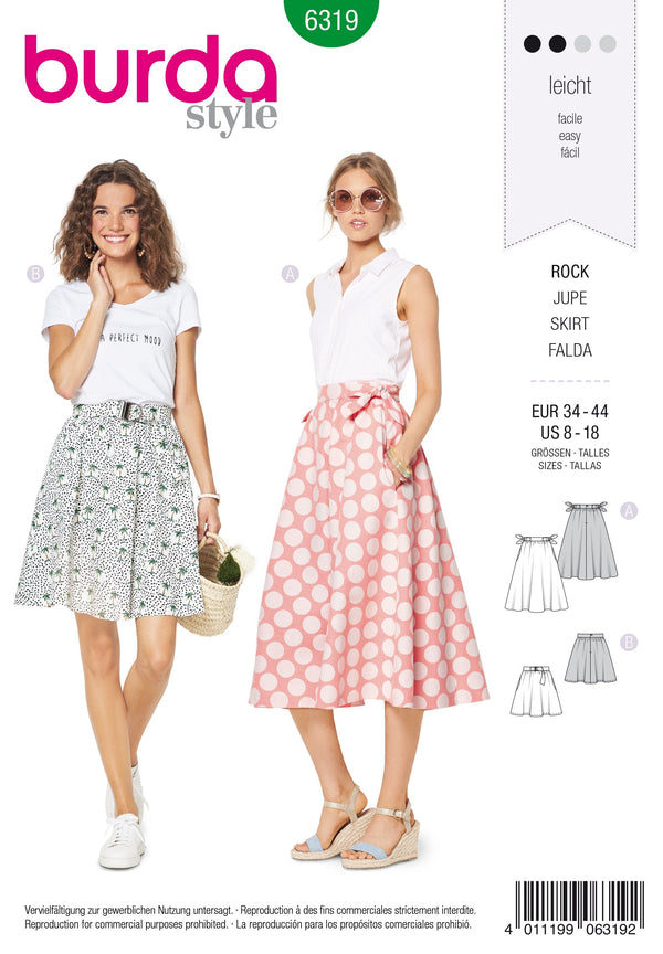 Burda Style Misses Skirt/Pants Sewing Pattern for Stylish Outfits B6319
