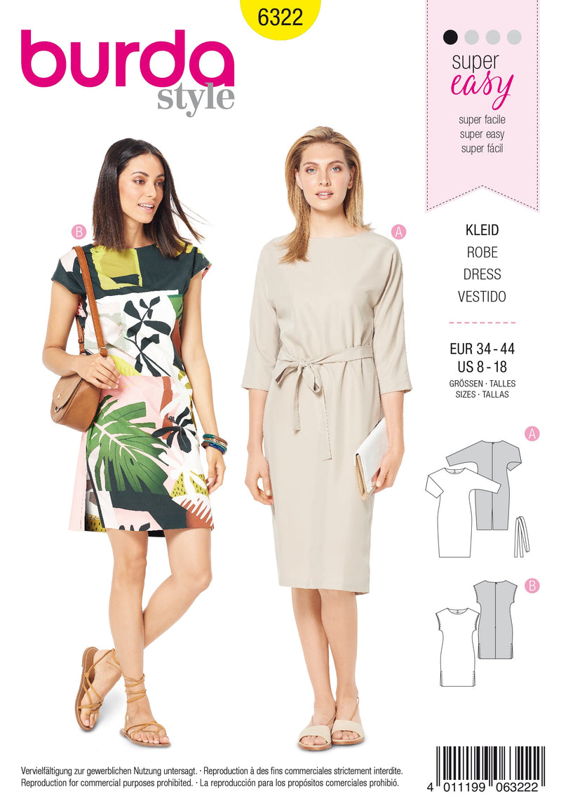 Burda Style Misses Dress Sewing Pattern for Stylish Creations B6322