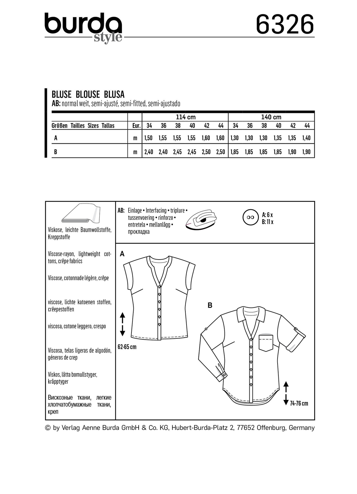 Burda Style Misses Top/Vest Sewing Pattern for Stylish Creations B6326