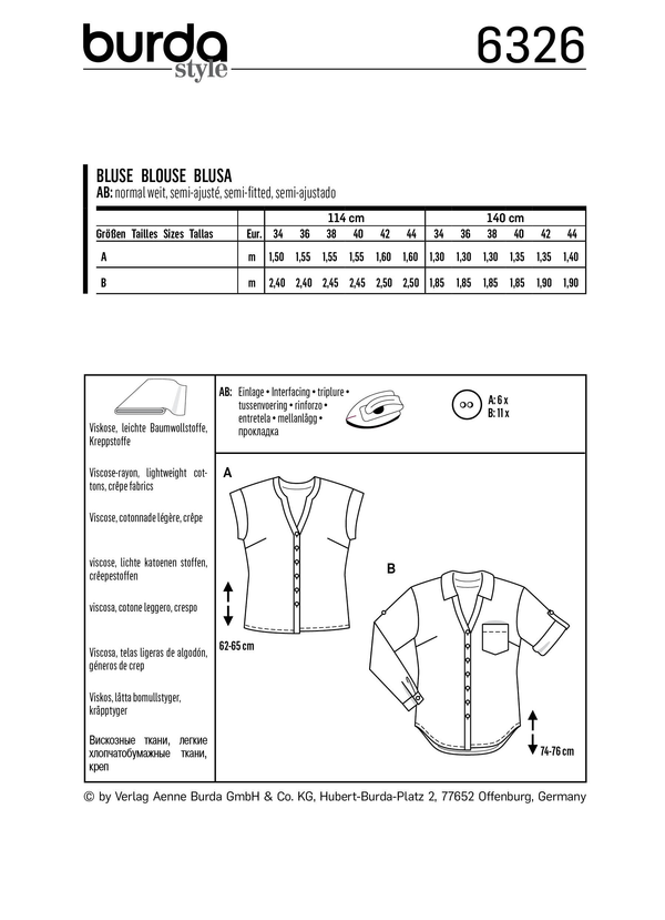 Burda Style Misses Top/Vest Sewing Pattern for Stylish Creations B6326