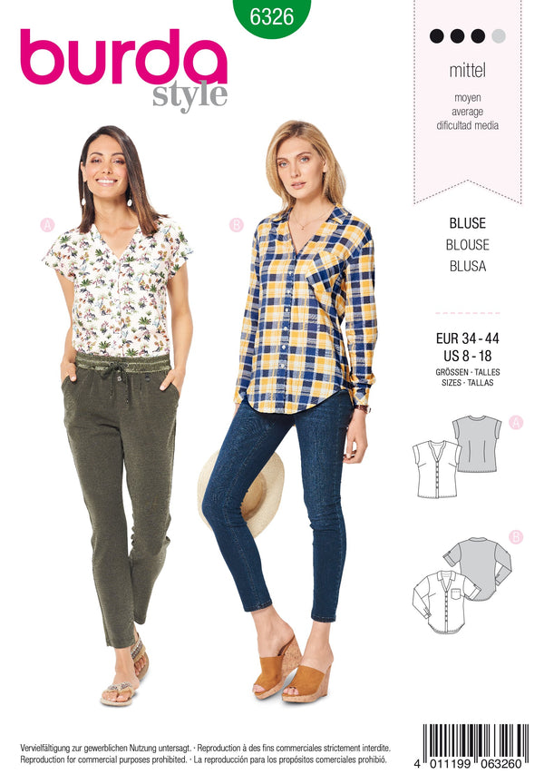 Burda Style Misses Top/Vest Sewing Pattern for Stylish Creations B6326