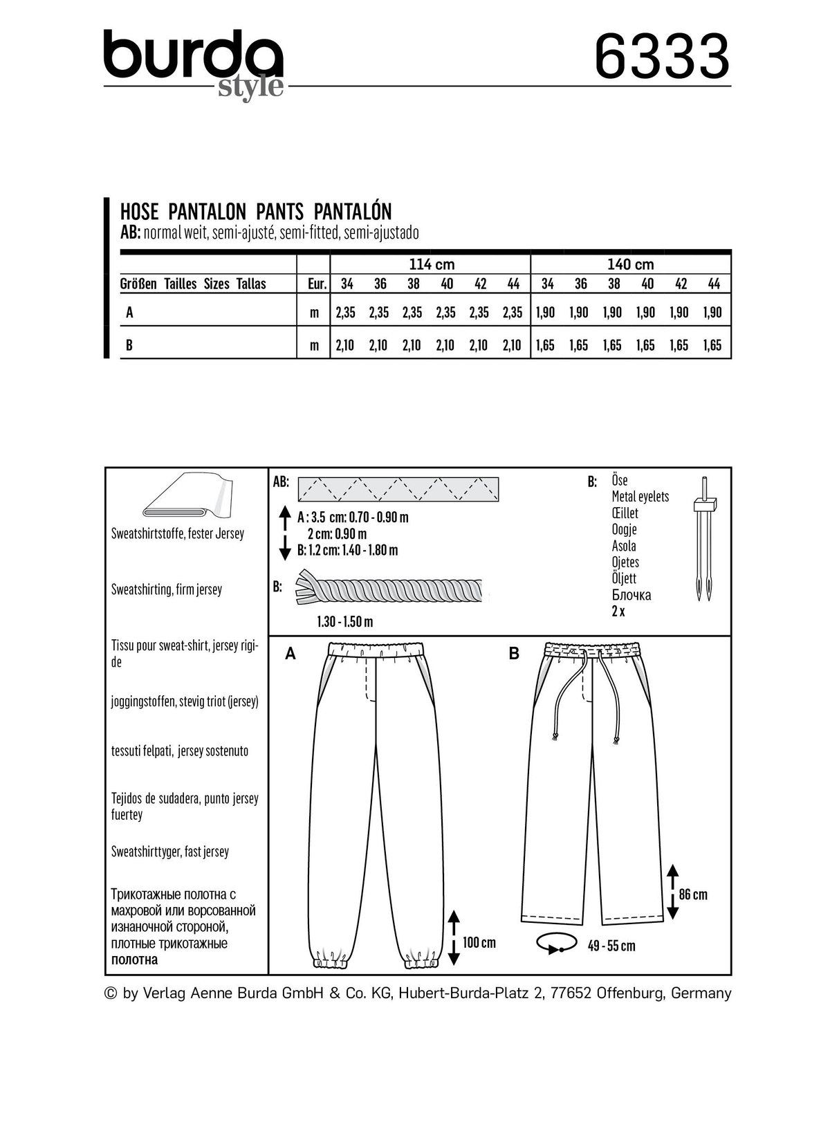 Burda Style Misses Skirt/Pants Sewing Pattern for Stylish Creations B6333