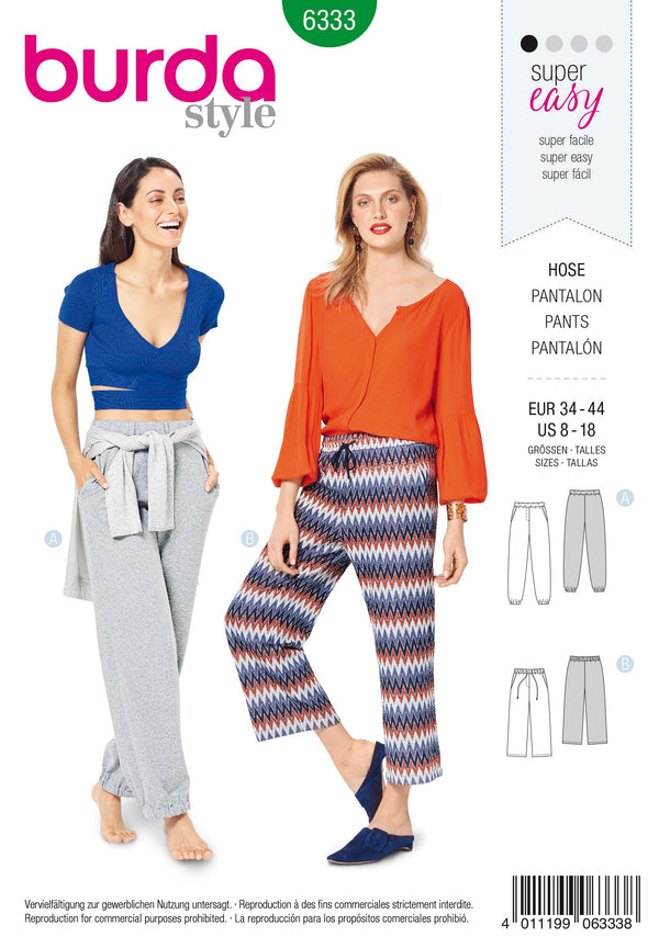 Burda Style Misses Skirt/Pants Sewing Pattern for Stylish Creations B6333
