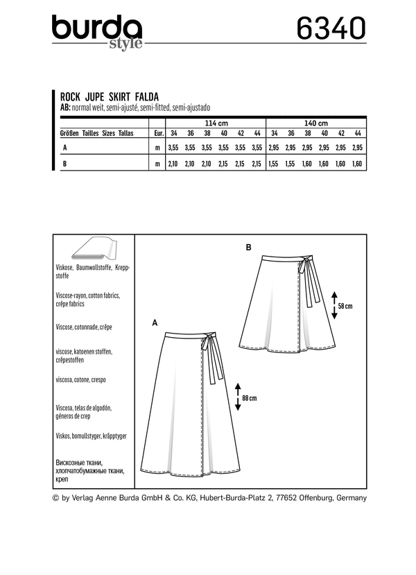 Burda Style Misses Skirt/Pants Sewing Pattern for Stylish Outfits B6340