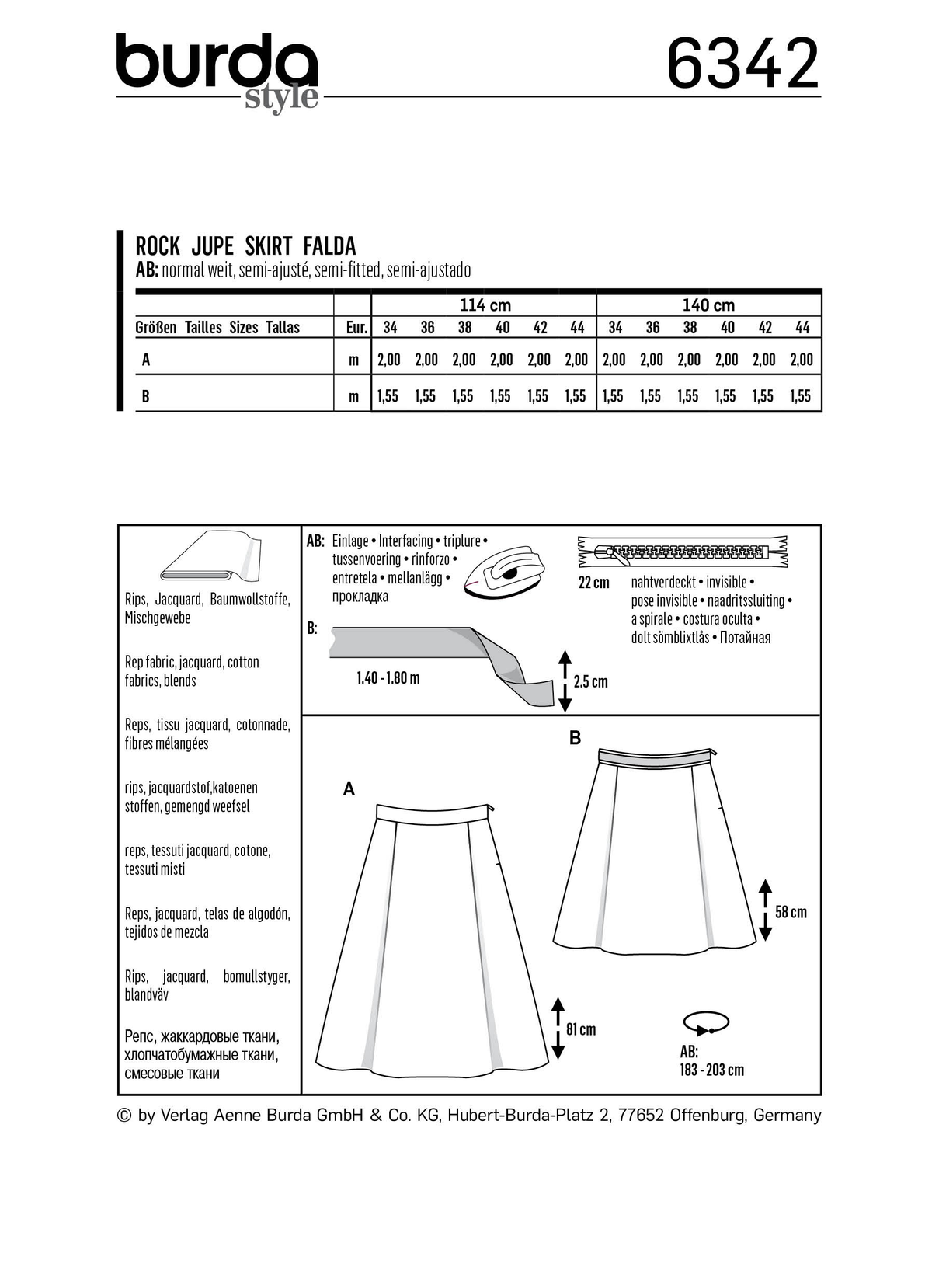 Burda Style Misses Skirt/Pants Sewing Pattern for Stylish Outfits B6342