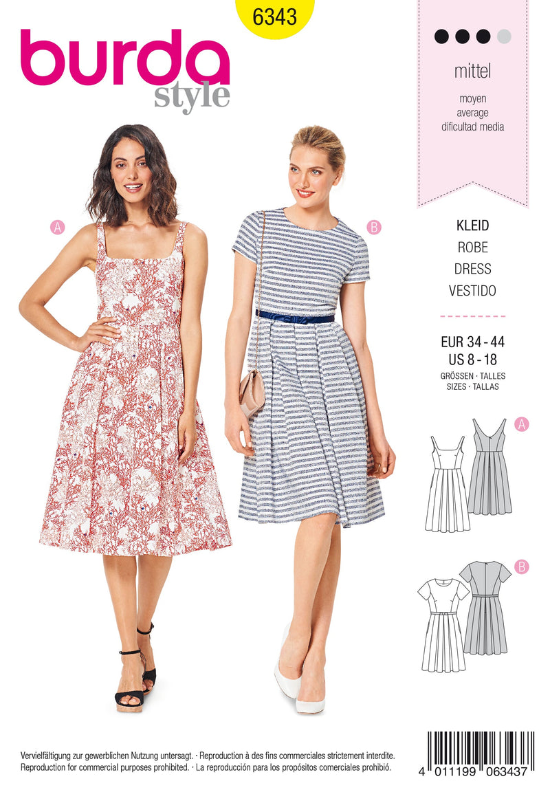 Burda Style Misses Dress Sewing Pattern for Stylish Creations B6343