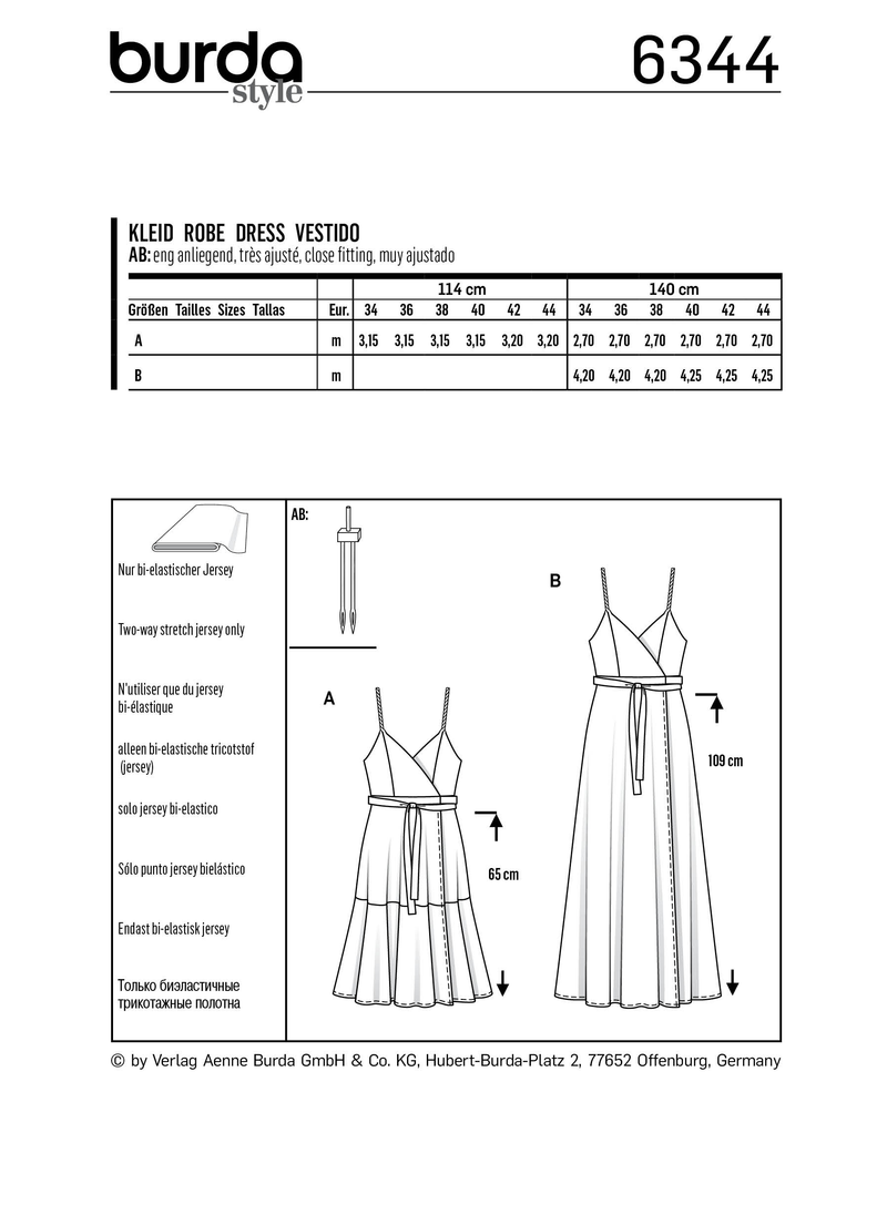 Burda Style Misses Dress Sewing Pattern for Stylish Creations B6344