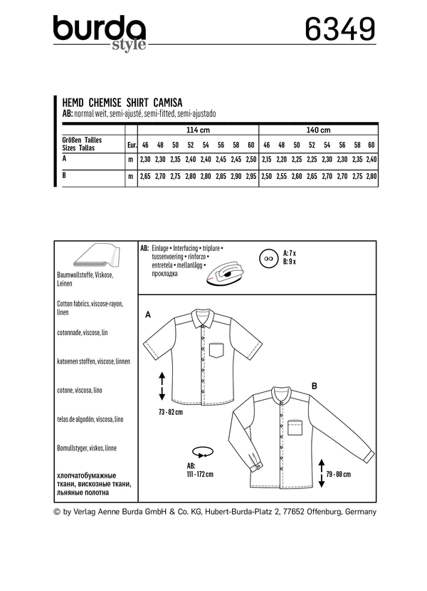 Burda Style Men's & Boys' Top/Vest Sewing Pattern B6349