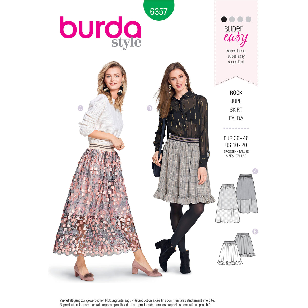 Burda Style Misses Skirt and Pants Sewing Pattern Guide B6357