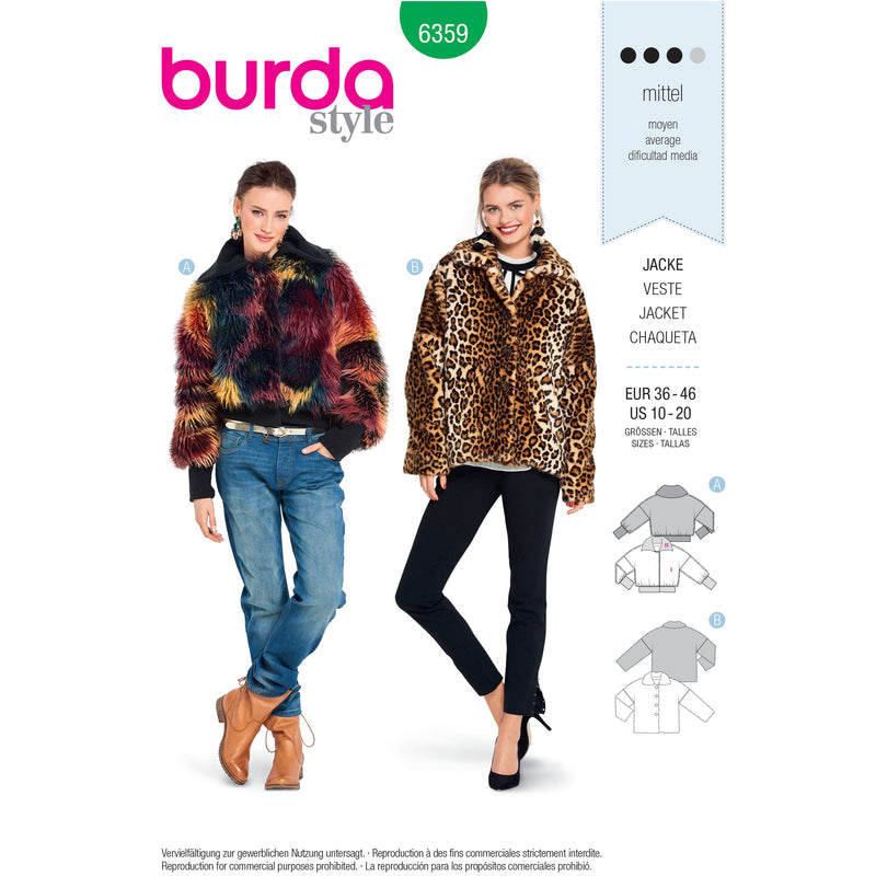 Burda Style Misses Jacket Coat Sewing Pattern for Stylish Creations B6359