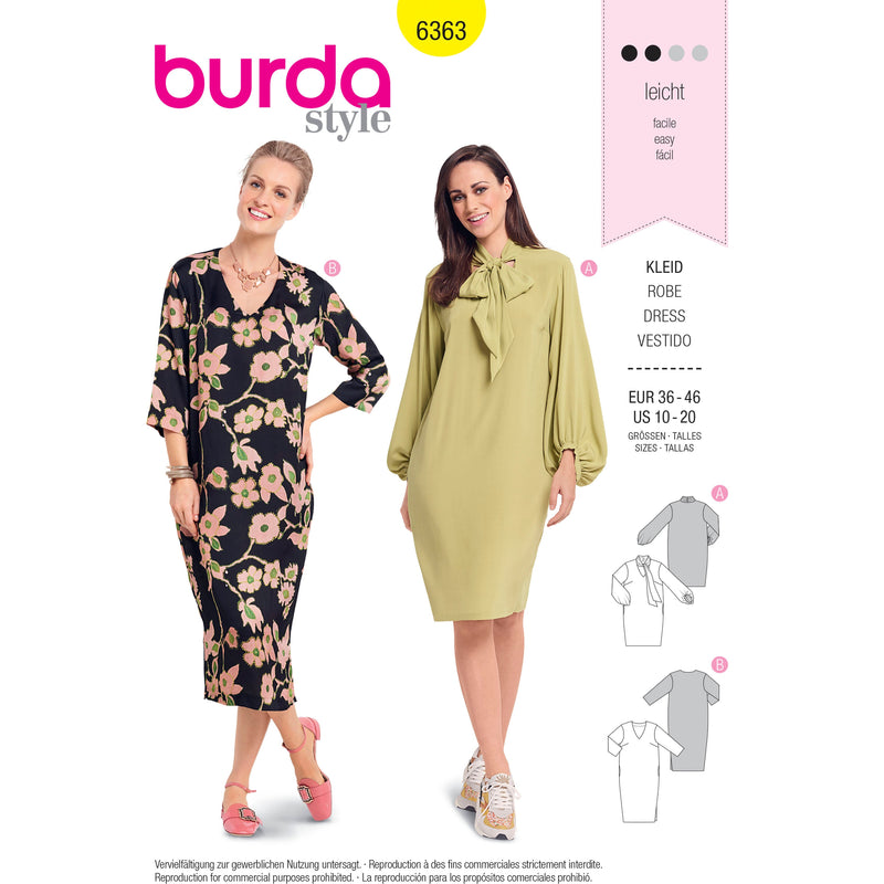 Burda Style Misses Dress Sewing Pattern for Stylish Creations B6363