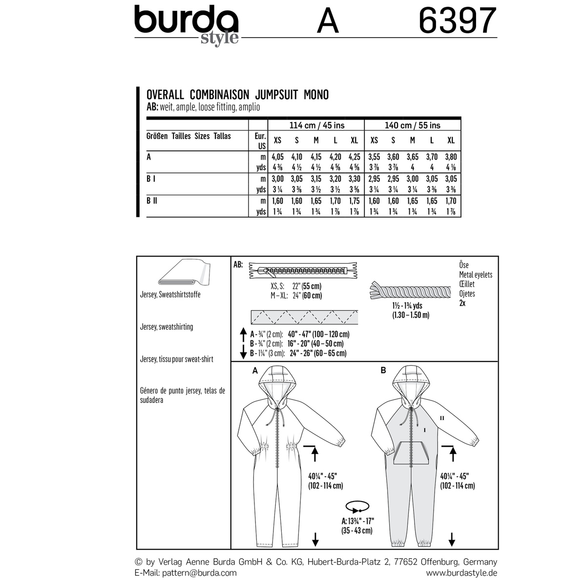 Burda Style Unisex Sportswear Sewing Pattern for Stylish Creations B6397
