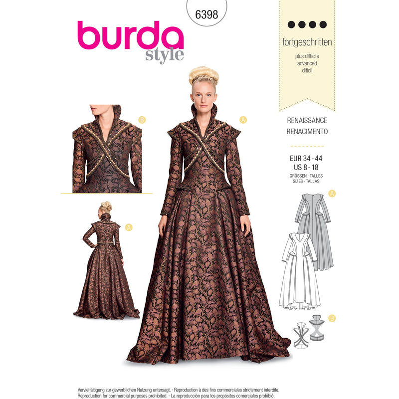 Burda Style Misses Costume Sewing Pattern for Creative Designs B6398