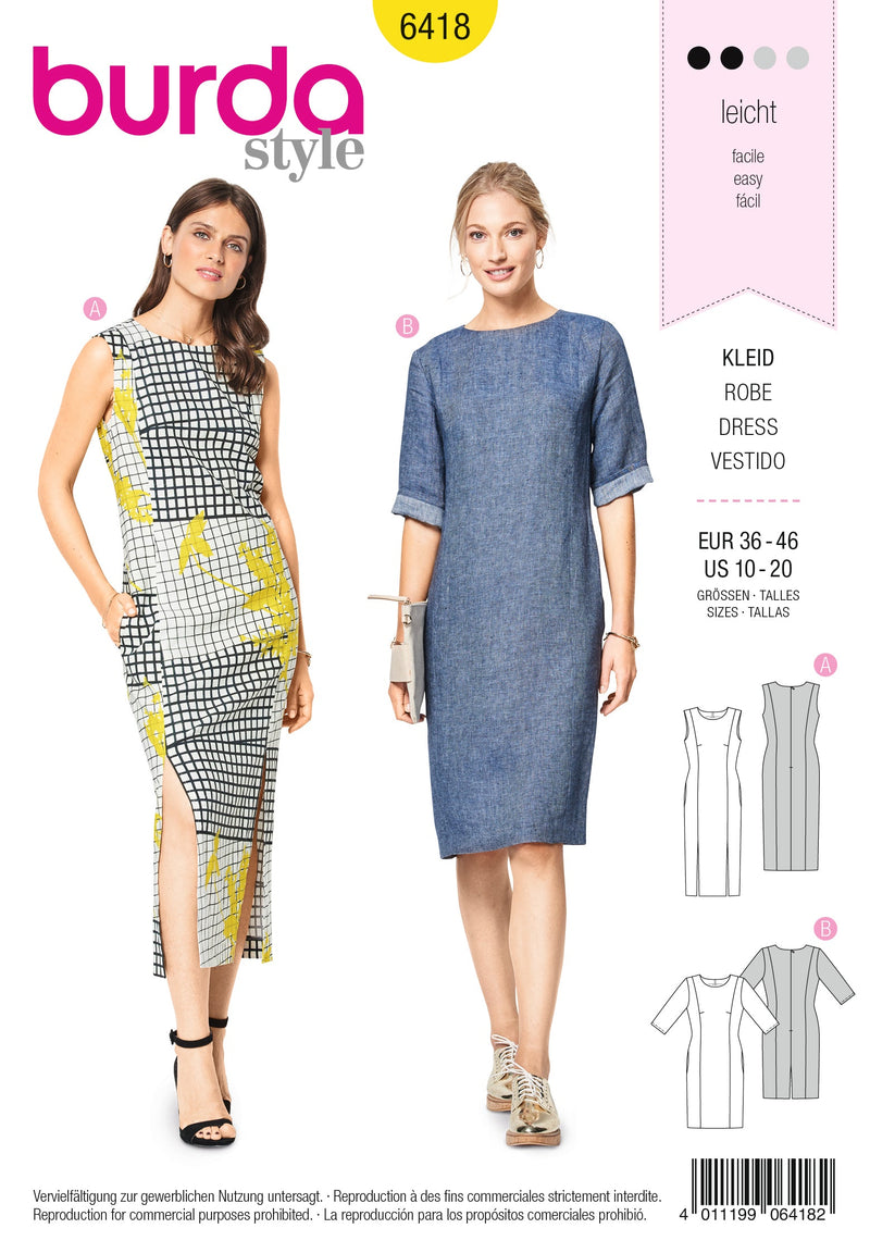 Burda Style Miss Dress Sewing Pattern for Stylish Creations B6418