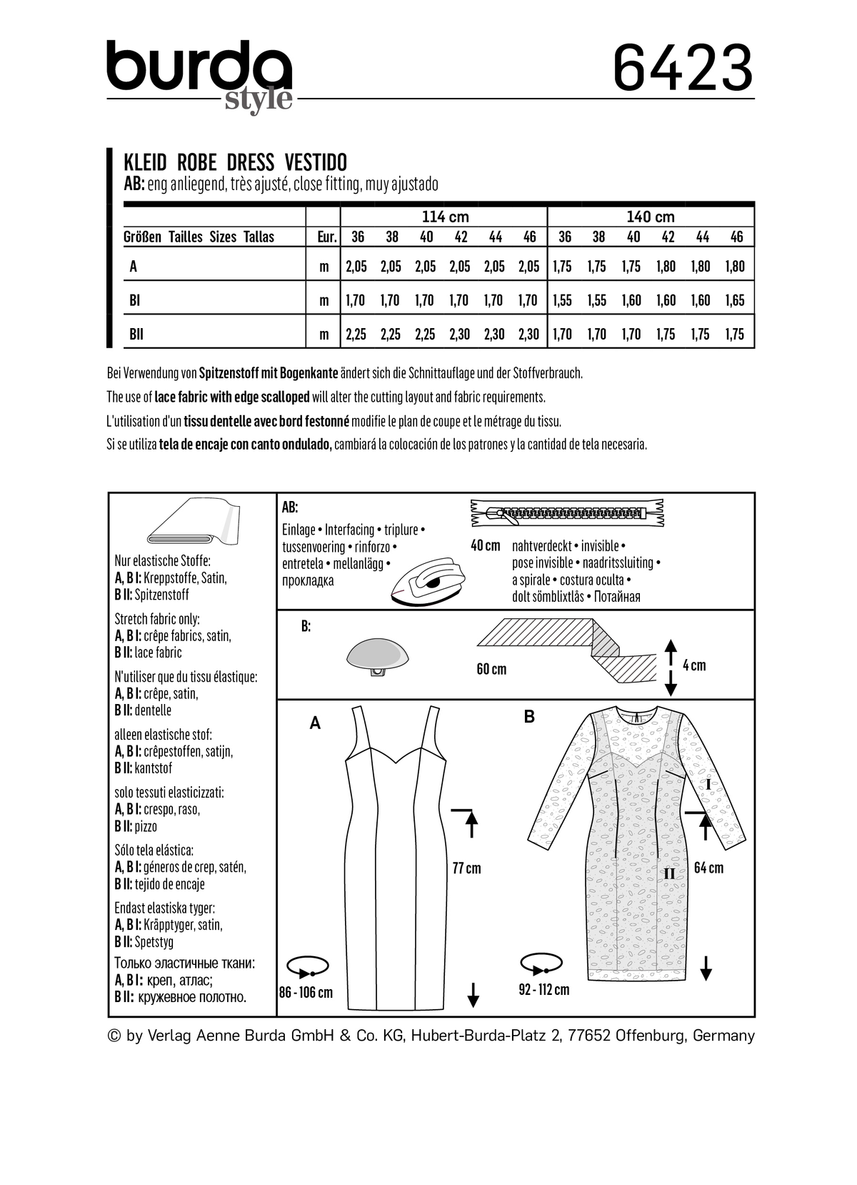 Burda Style Miss Dress Sewing Pattern for Stylish Creations B6423