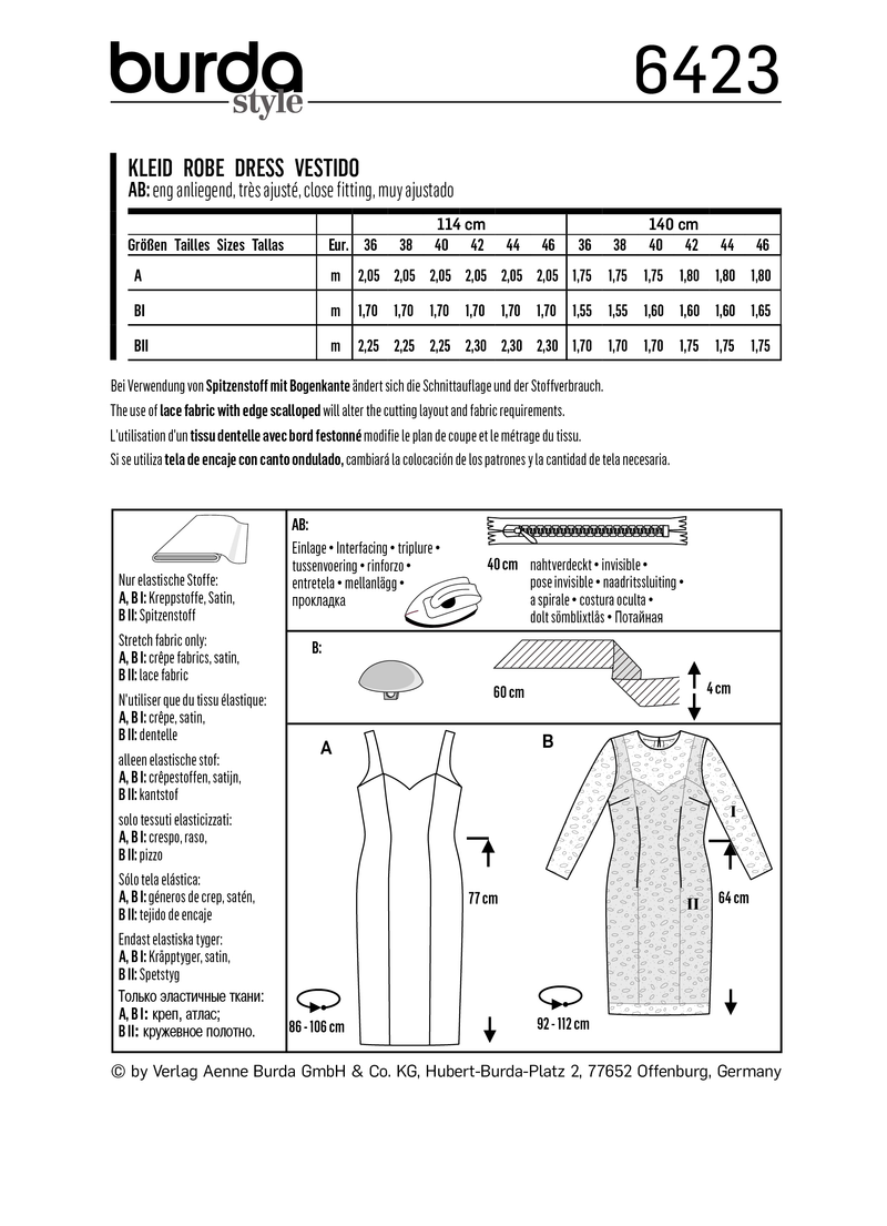 Burda Style Miss Dress Sewing Pattern for Stylish Creations B6423