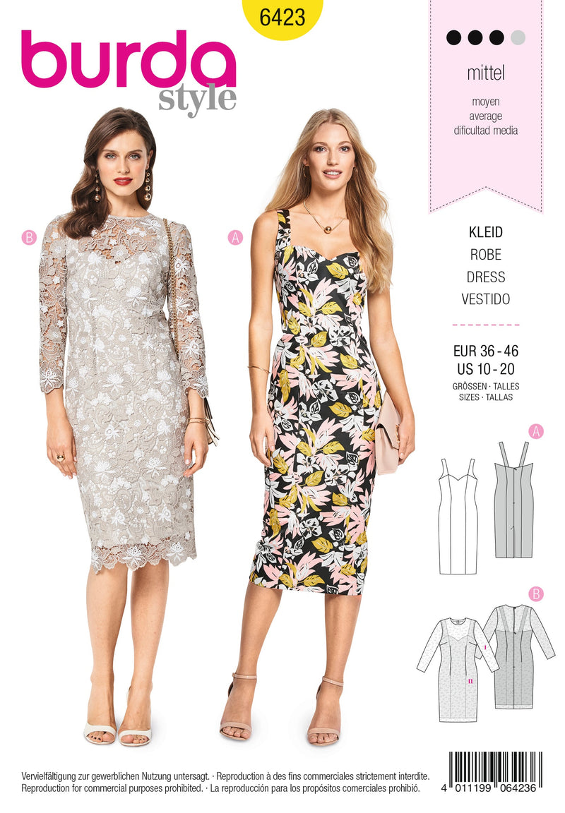 Burda Style Miss Dress Sewing Pattern for Stylish Creations B6423