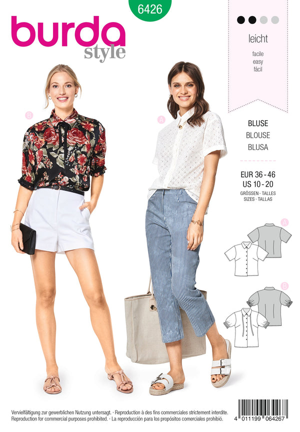 Burda Style Miss Blouse Sewing Pattern for Stylish Creations B6426