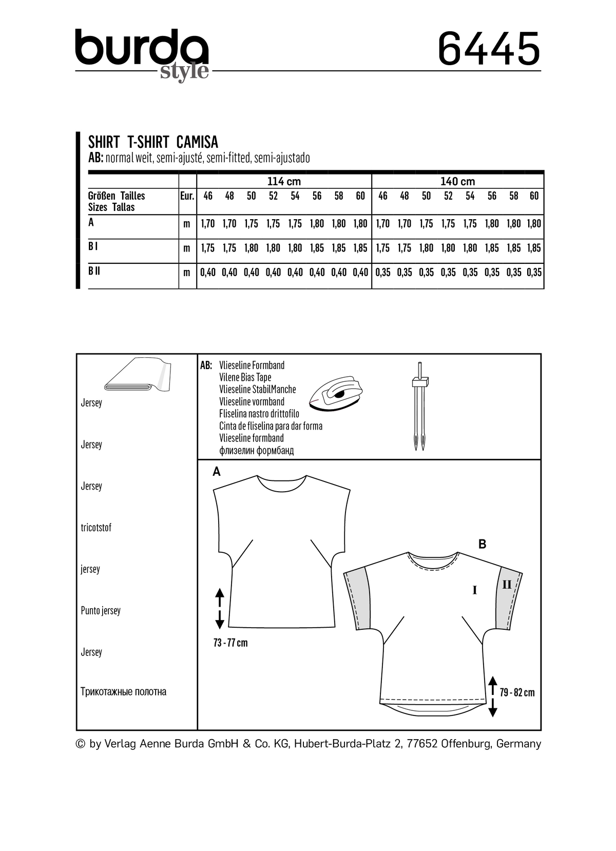 Burda Style Plus Size T-Shirt Sewing Pattern for Stylish Creations B6445