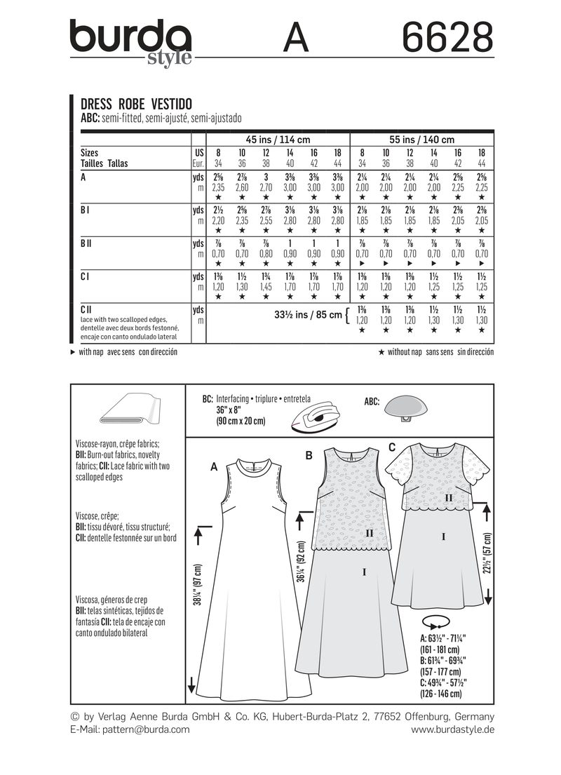 Burda Style Misses Dress Sewing Pattern for Stylish Creations B6628