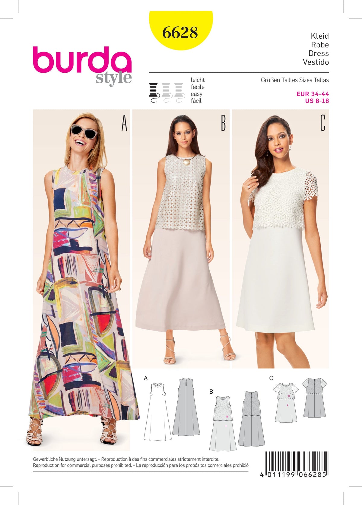 Burda Style Misses Dress Sewing Pattern for Stylish Creations B6628