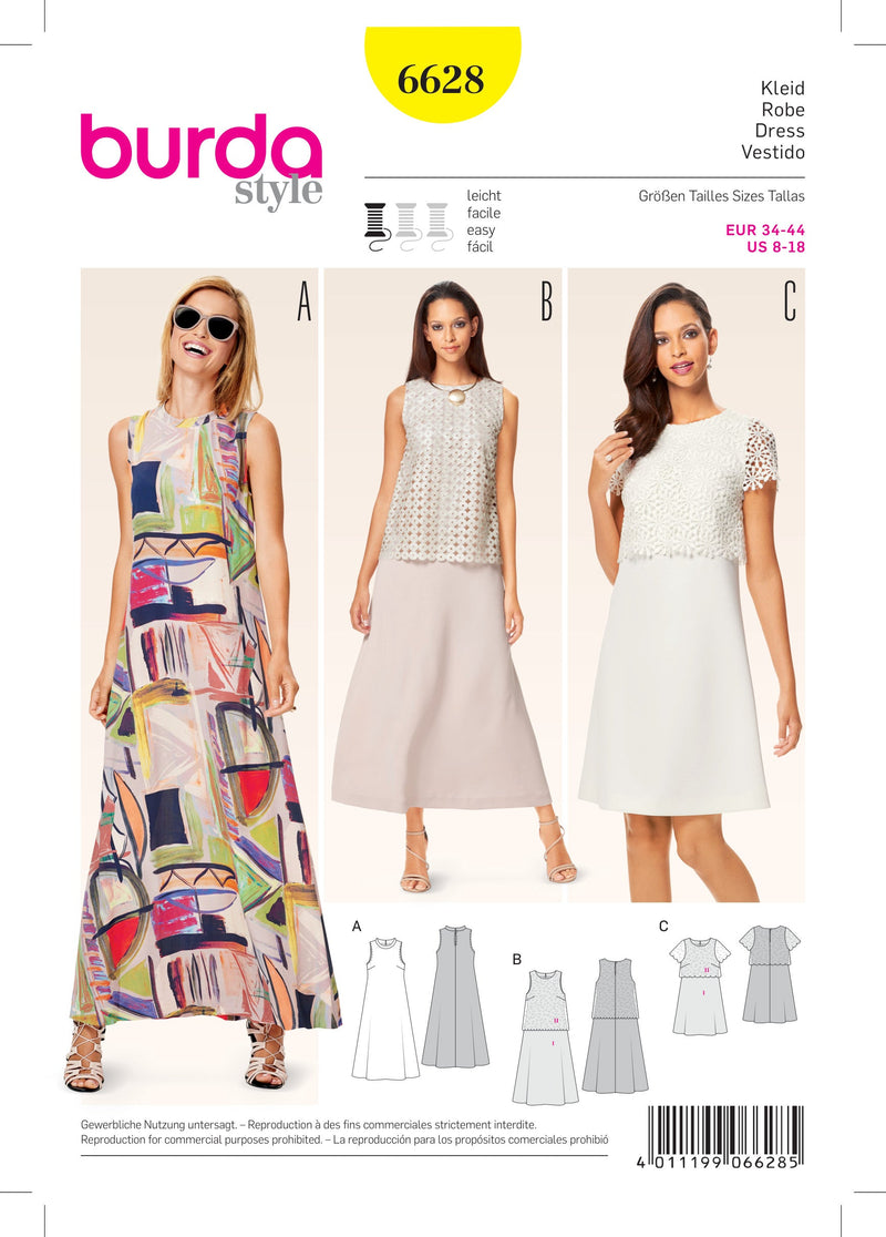 Burda Style Misses Dress Sewing Pattern for Stylish Creations B6628