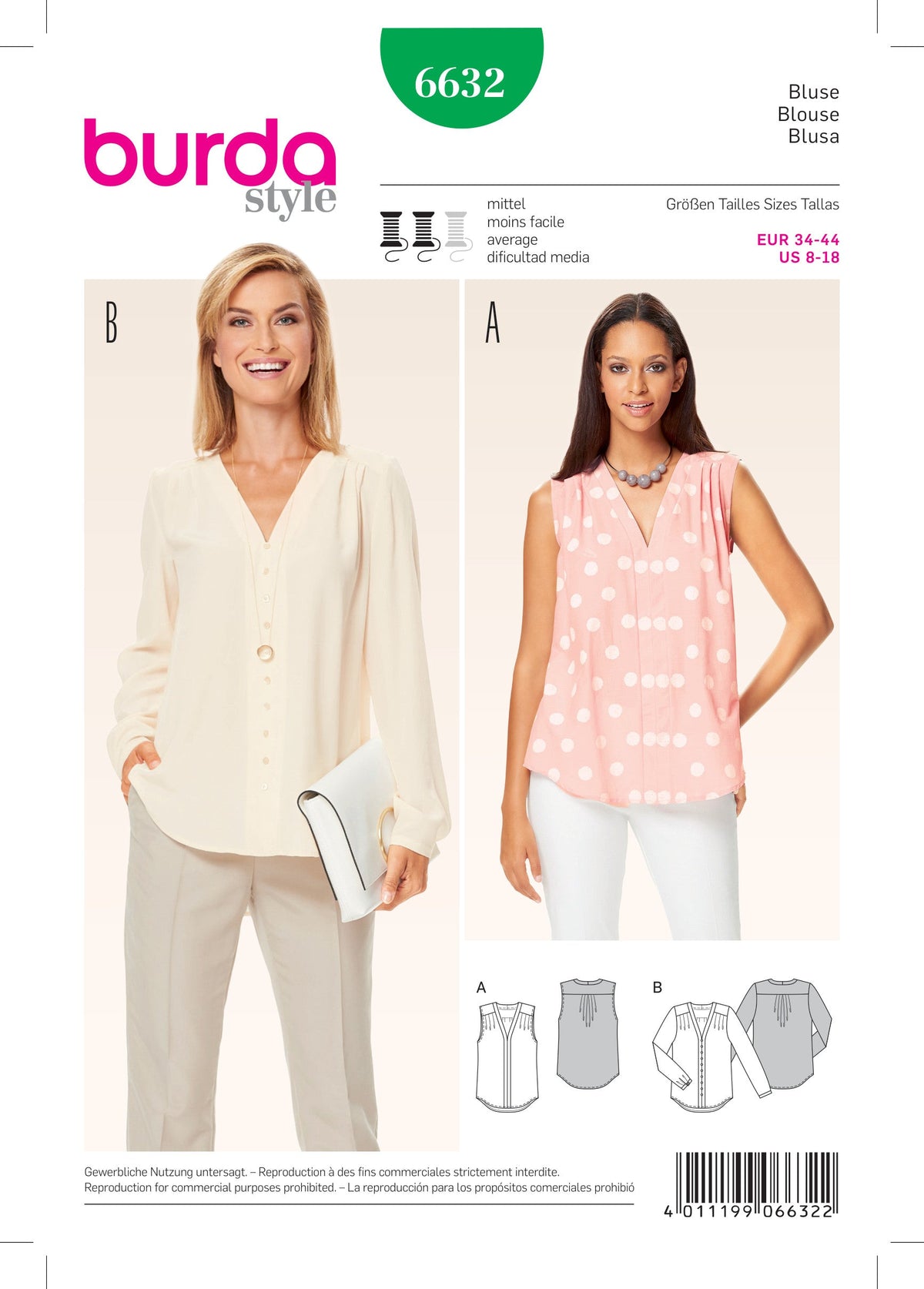 Burda Style Misses Blouse: Stylish Sewing Pattern for Fashionistas B6632