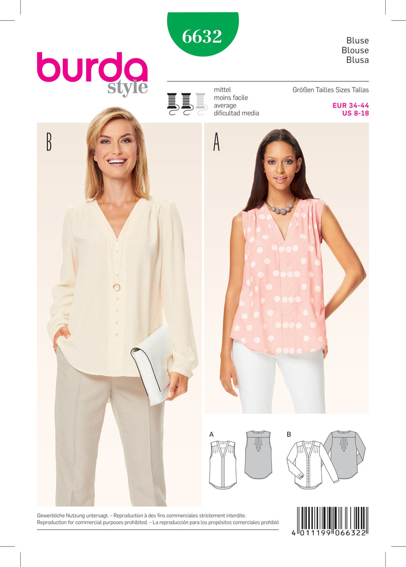Burda Style Misses Blouse: Stylish Sewing Pattern for Fashionistas B6632