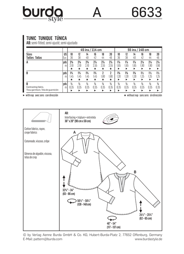 Burda Style Misses Tunic: Stylish Sewing Pattern for Fashionistas B6633