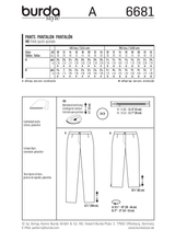 Burda Style Miss Pants Sewing Pattern for Stylish Creations B6681