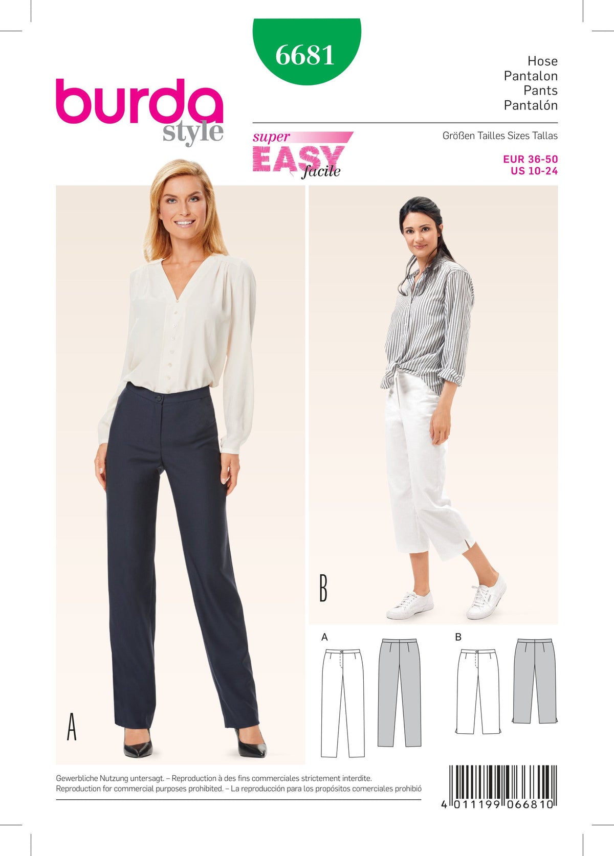 Burda Style Miss Pants Sewing Pattern for Stylish Creations B6681