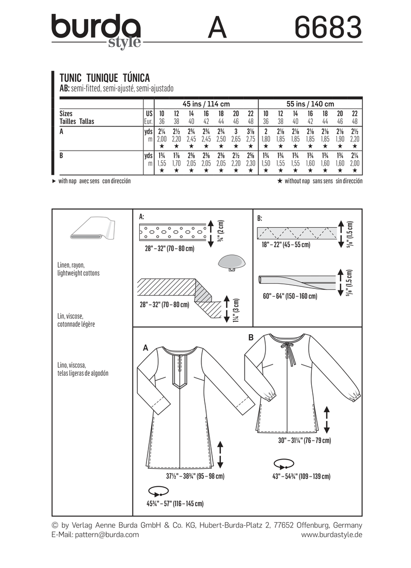 Burda Style Miss Tunic Sewing Pattern for Stylish Creations B6683