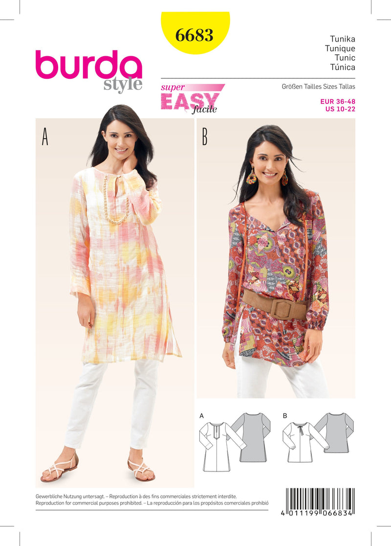 Burda Style Miss Tunic Sewing Pattern for Stylish Creations B6683