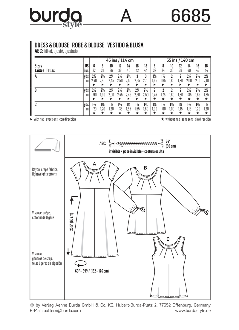 Burda Style Miss Dress Sewing Pattern for Stylish Creations B6685