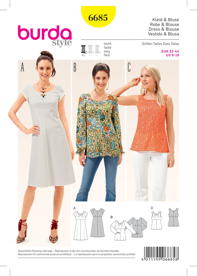 Burda Style Miss Dress Sewing Pattern for Stylish Creations B6685