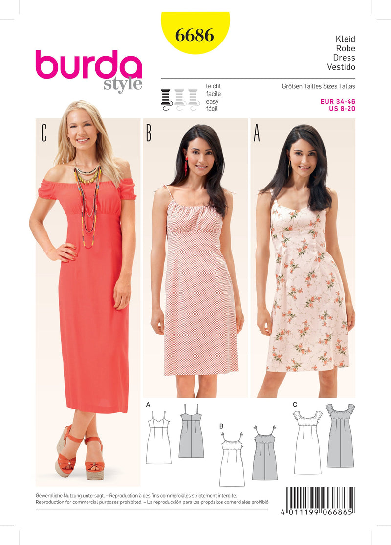 Burda Style Miss Dress Sewing Pattern for Stylish Creations B6686